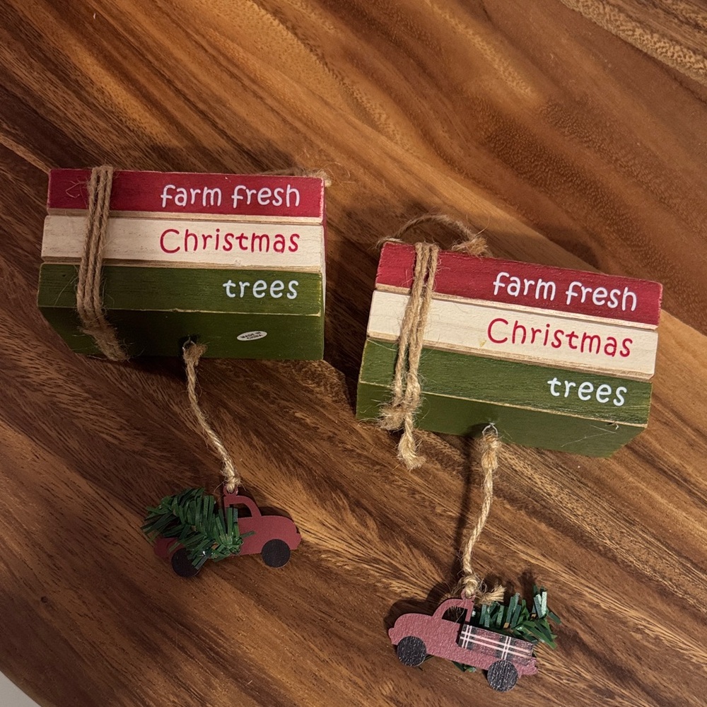 Farm Fresh Christmas Trees Ornament Set - Red and Green